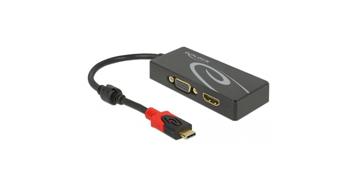 DeLOCKUSB-C > HDMI/VGA adapter  (Zwart, 0,2 meter)
