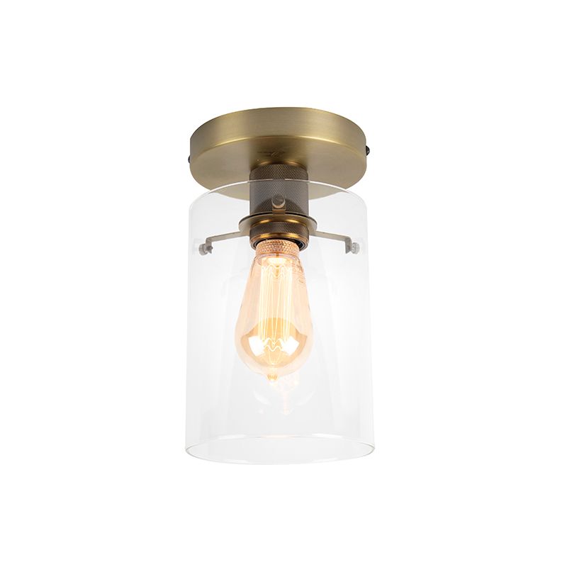 Moderne plafondlamp brons met glas - Dome