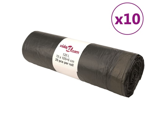 VIDAXL - Sacs poubelles avec cordons 250 pcs noir 120 l