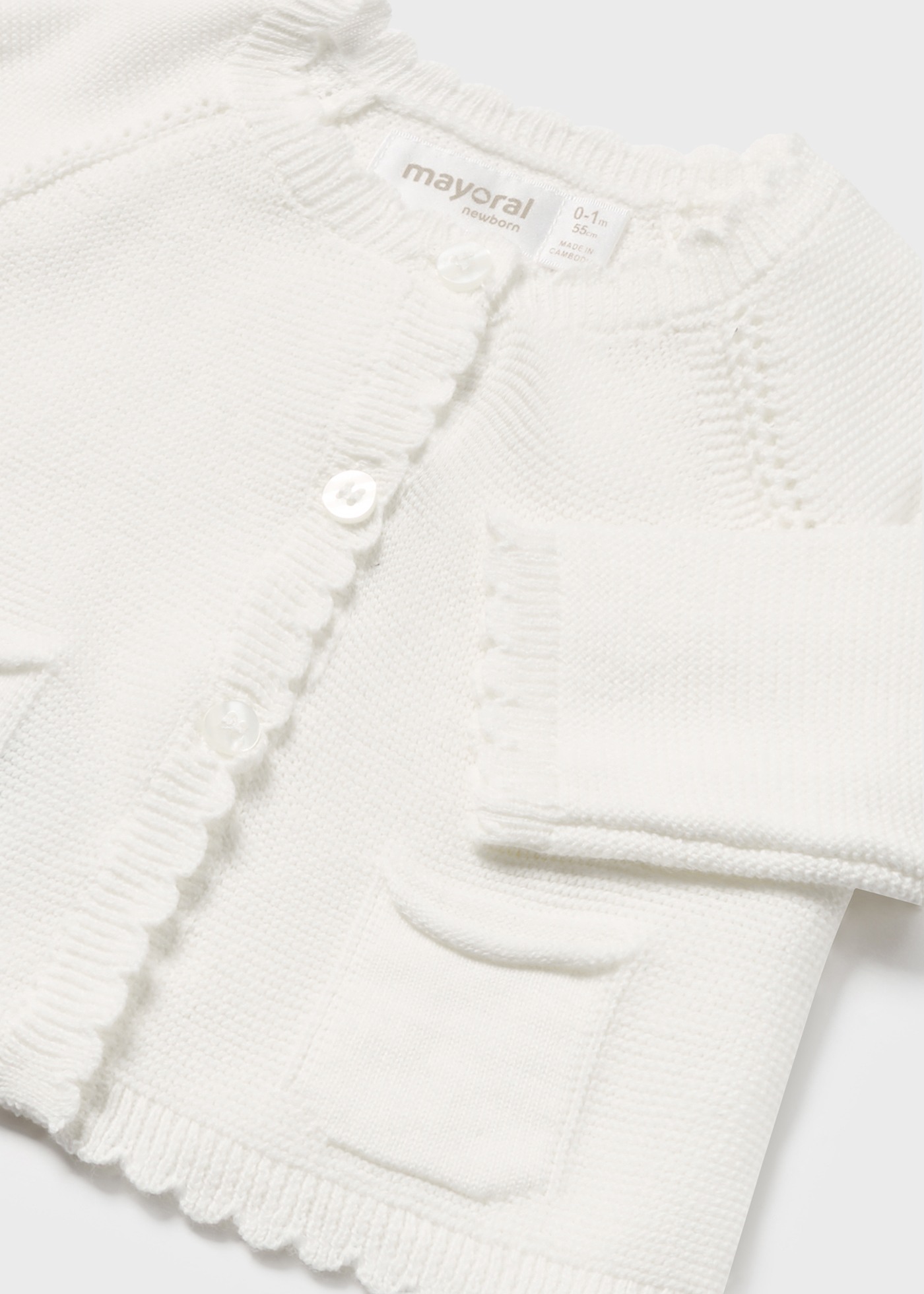 Rebeca tricot Better Cotton recém-nascido branco