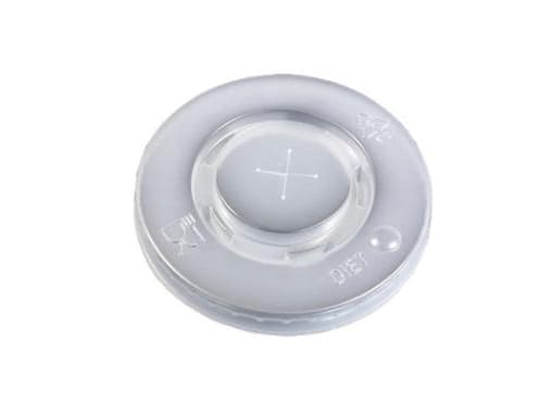 Plastlåg Ø80 mm Catersource Flad med kryds Transparent til Papbæger PS Plast,20 ps x 100 stk/krt