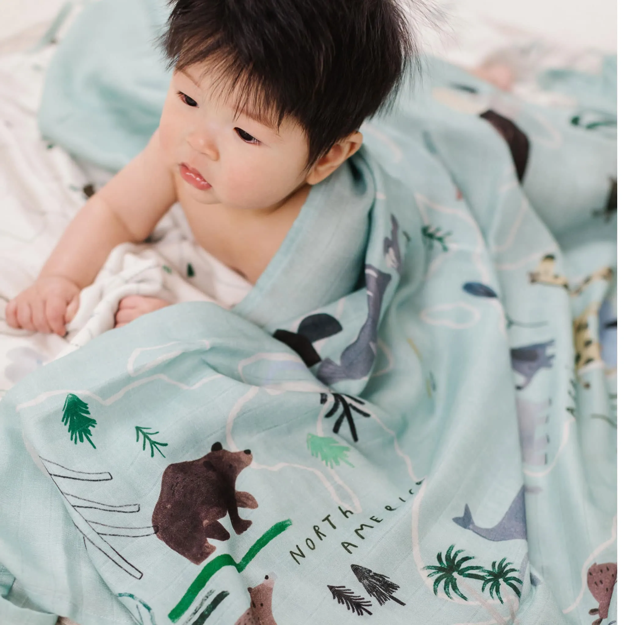 Loulou Lollipop Couverture Mousseline Bambou - Map Monde