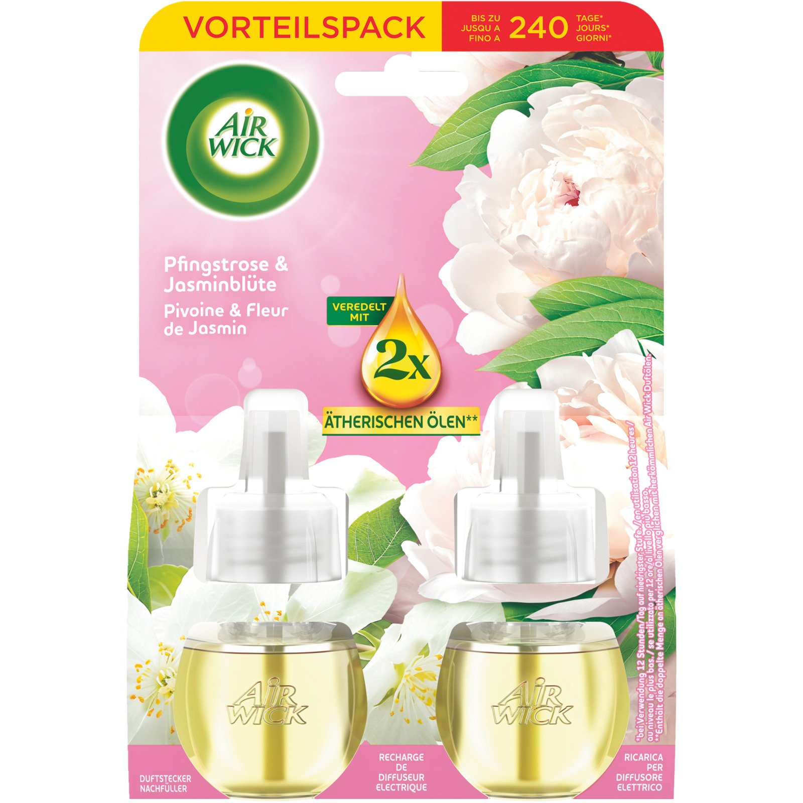 Airwick Nachfüller für Duftstecker Pfingstrose + Jasmin 2 x 19 ml