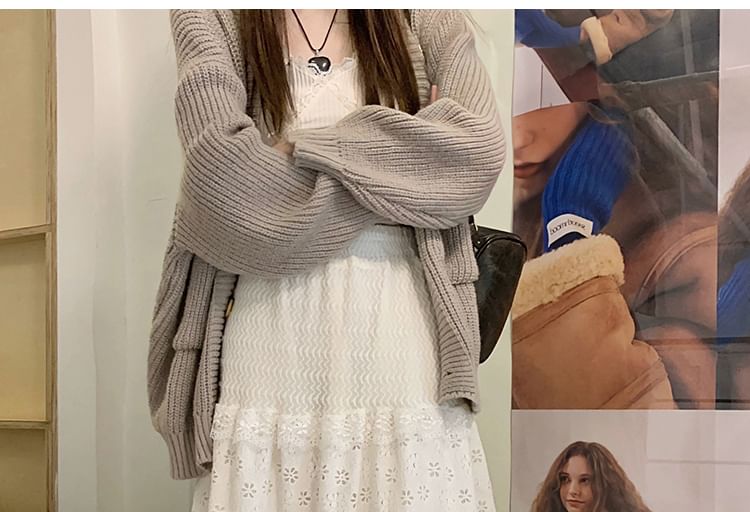 Kilopi - Maxi A-lijn rok met hoge taille en effen kant