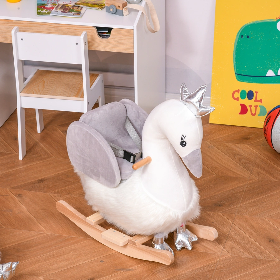 HOMCOM Schaukeltier als Schwan weiß, grau
