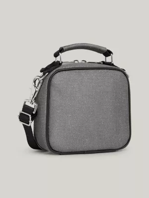 Bolsa transversal com textura metálica