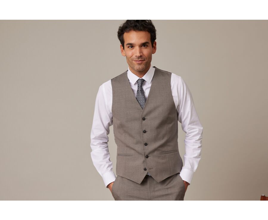 Gilet de costume homme Taupe Chiné - LAZARE