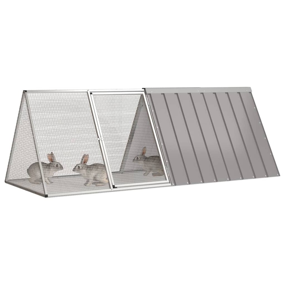 Cage pour lapin gris 201,5x80,5x71 cm acier galvanisé