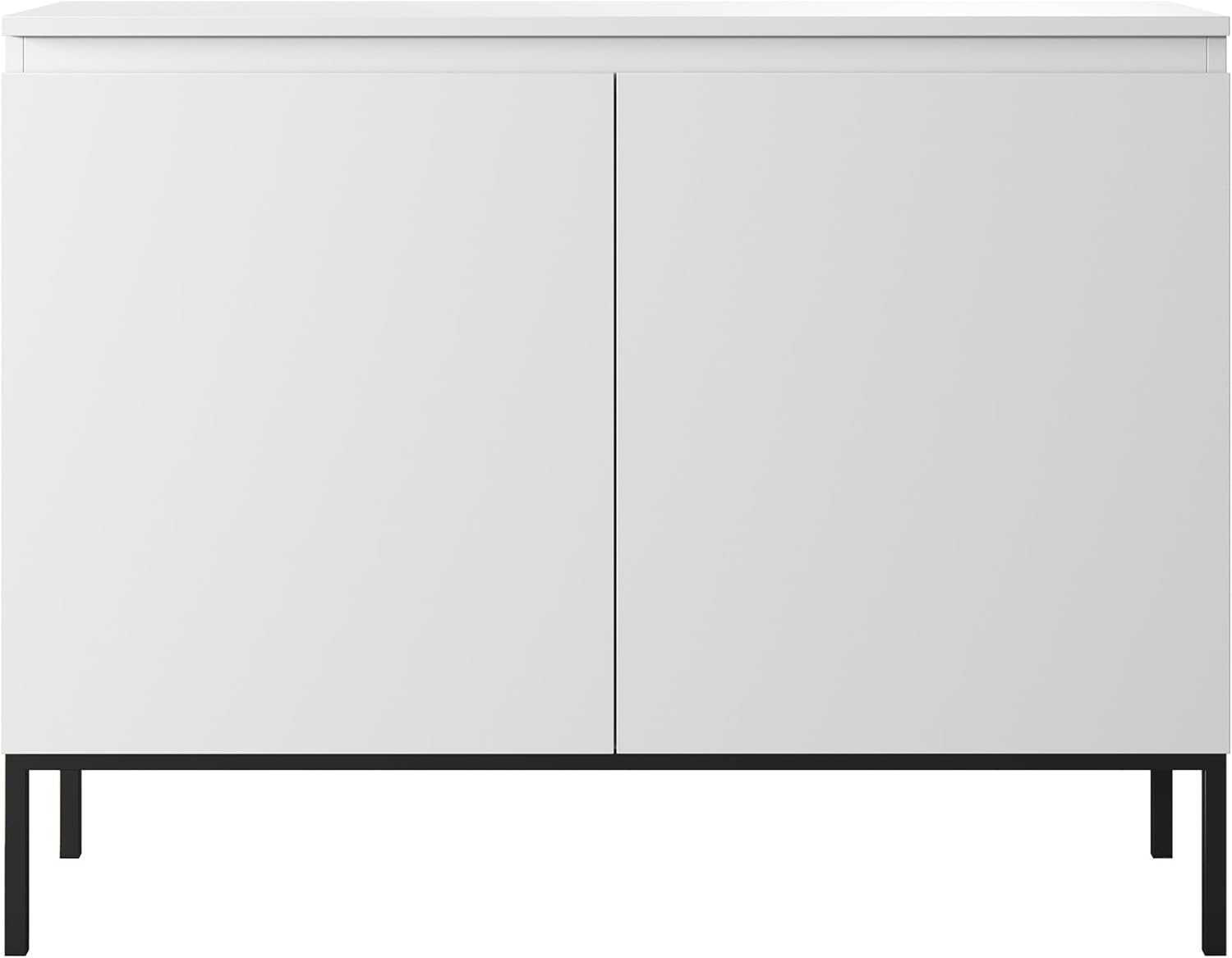 Selsey Kommode Schrank Aufbewahrungsschrank 100 cm 2 Türen 4 Fächer Weiß Schwarze Beine Bemmi