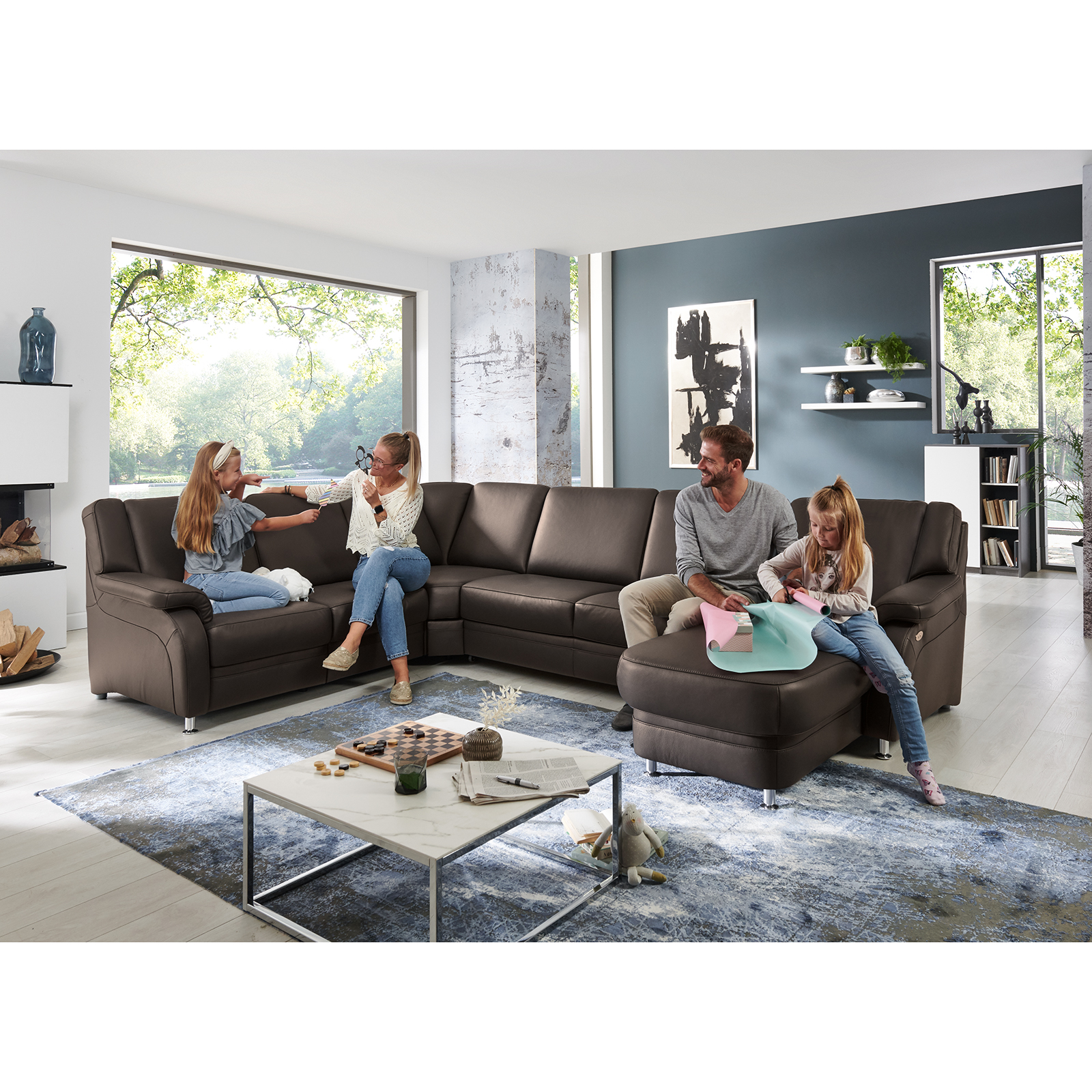 polsterpower Ledersofa - dunkelbraun - Basismodell -Canapé rechts