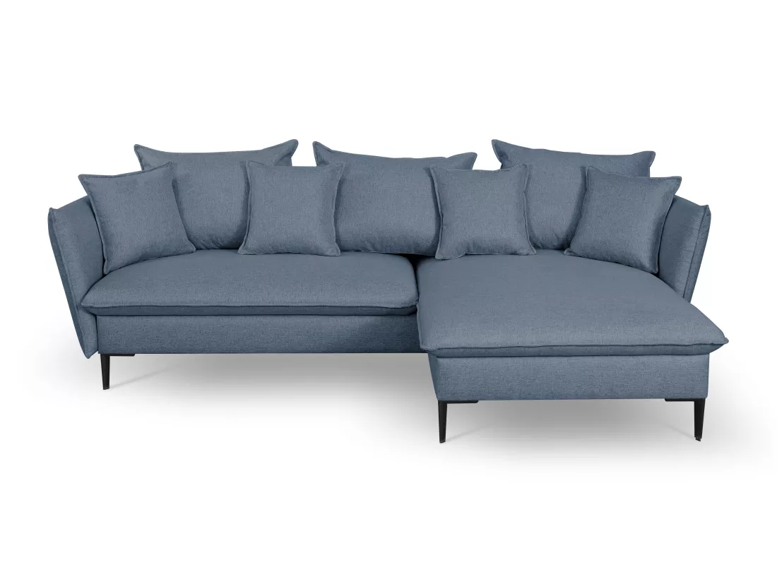 Canapé d'angle convertible en tissu bleu marine LAZARE - Angle droit