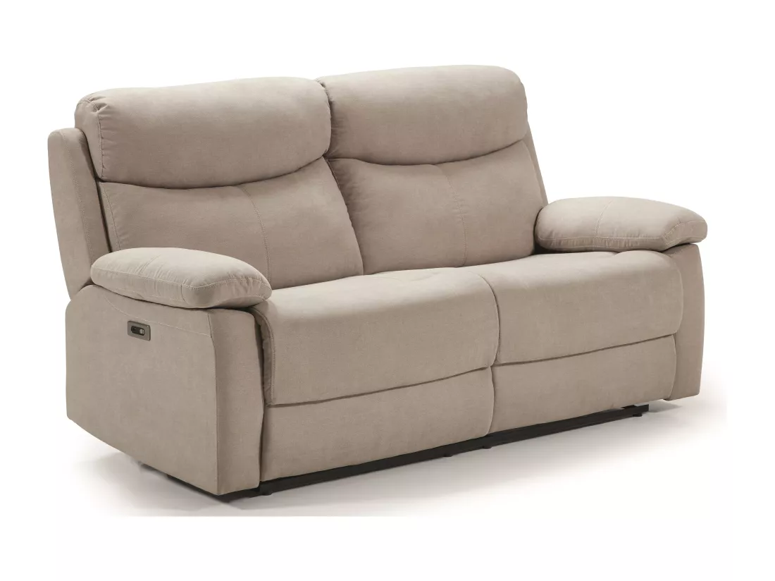 Canapé de relaxation en tissu Kosta-Couleur Gris clair-3 places relax électrique