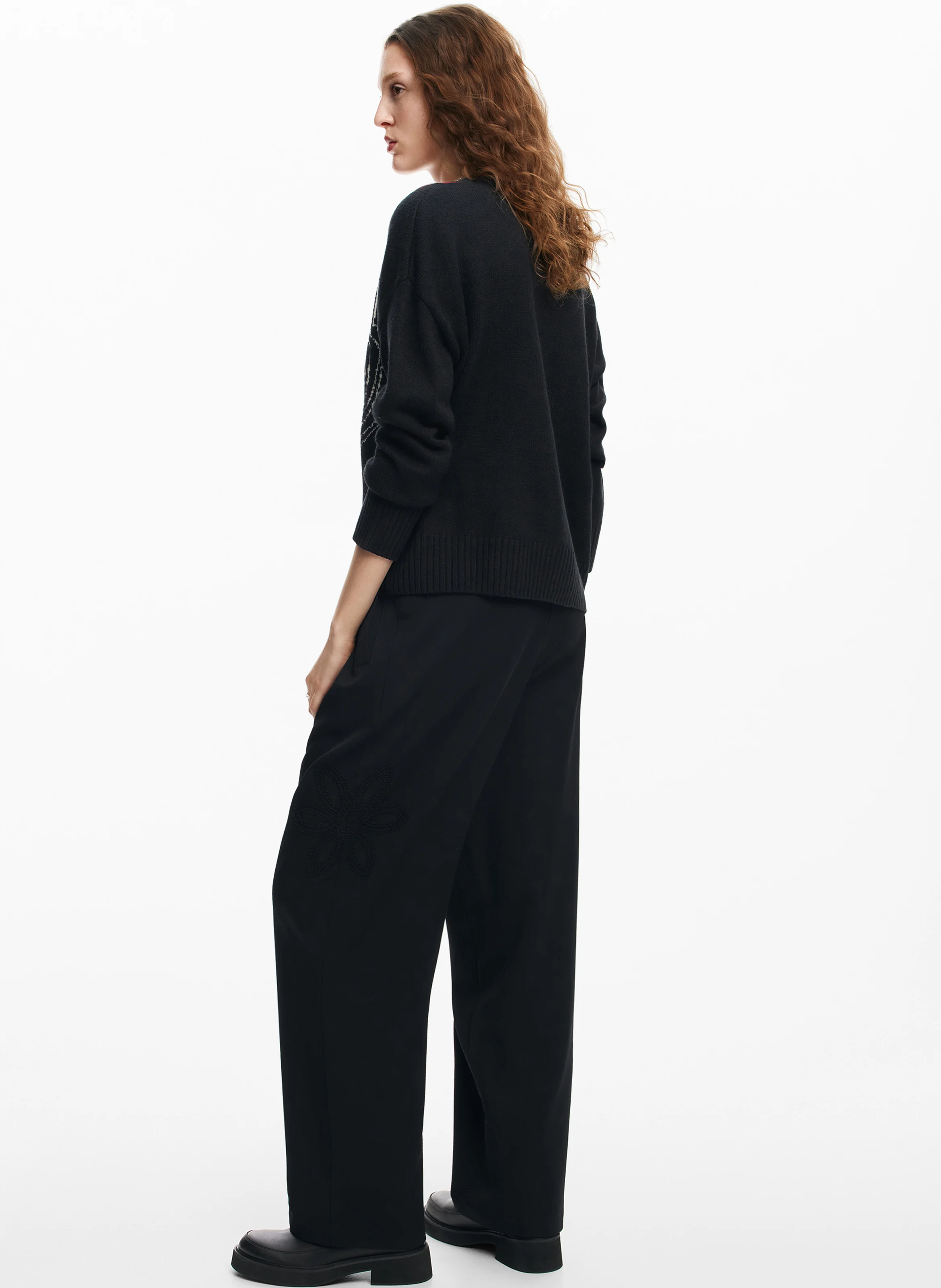 Pull col rond imprimé | Noir