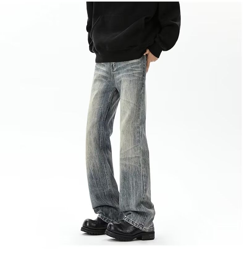 Mimiyox - Mid Rise Washed Flared Jeans