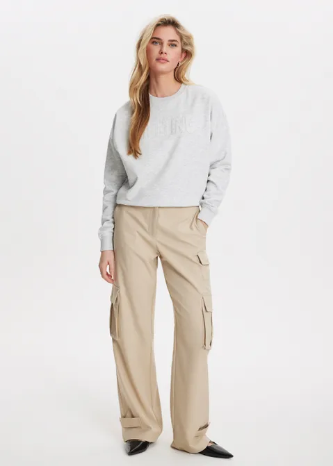 Sweater met tekst applicatie grijs (GRS.LME)