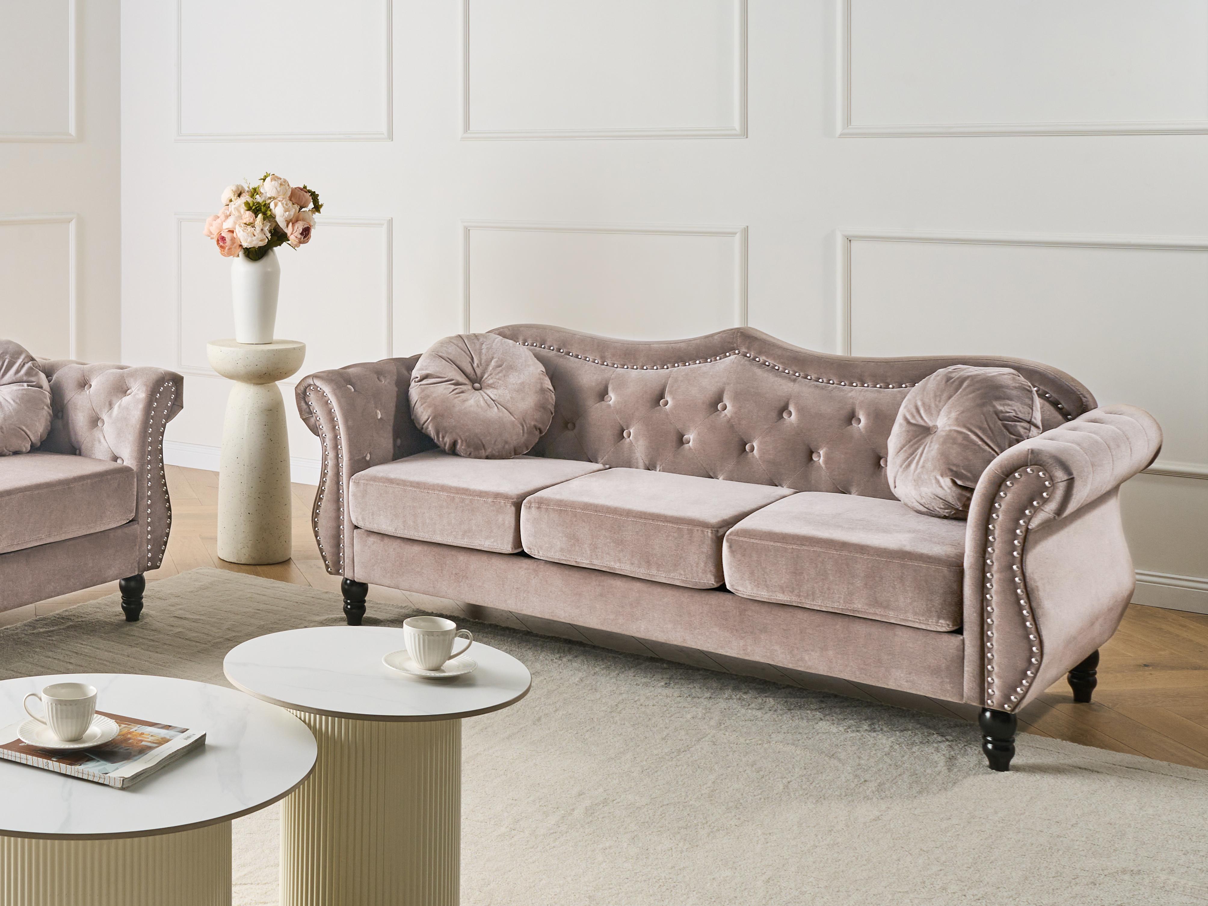 Bank 3-zits SKIEN Fluweel Taupe