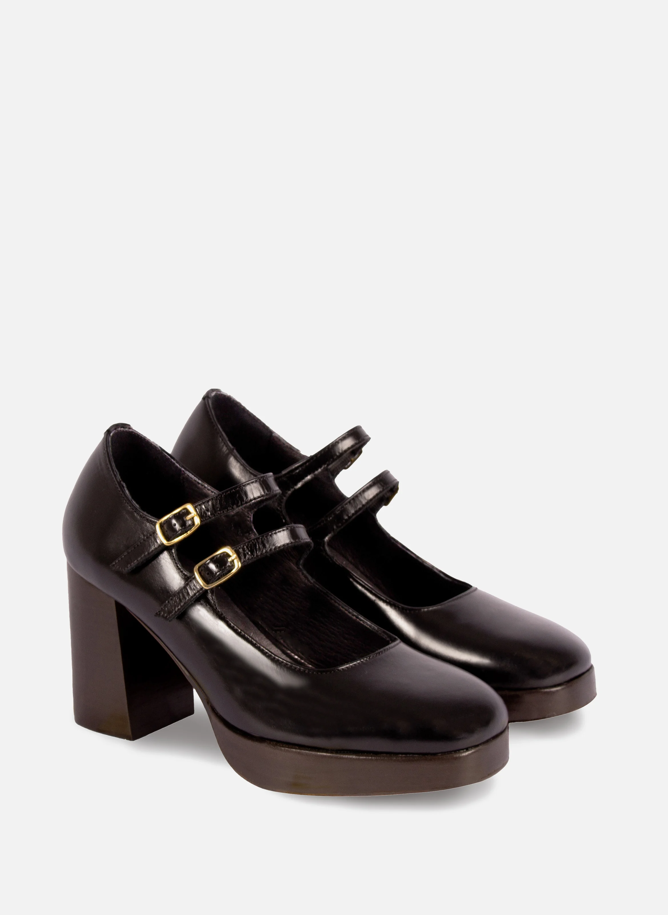 Babies plateforme cuir | Noir