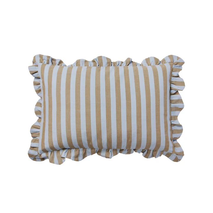 Broste Copenhagen - Ina Kissenbezug, 40 x 60 cm, dusty blue / brown kelp