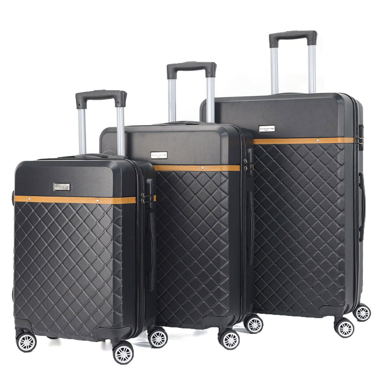 Maison Héritage 3 Valises 4 roues doubles Odeon 55/65/75 cm noires