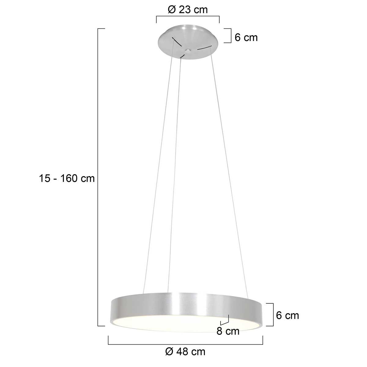 Design hanglamp zilver incl. LED dimbaar - Ringlede