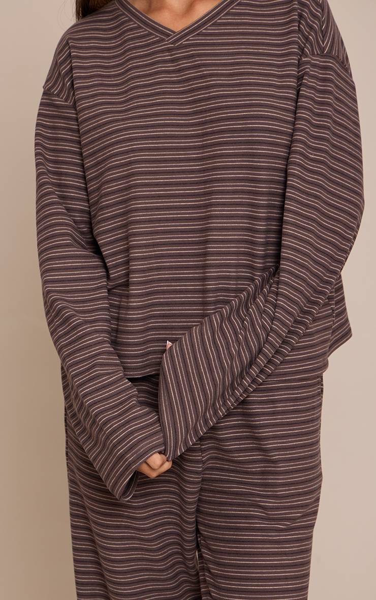 Charbon Top Court Col V À Rayures Doux Petite Taille