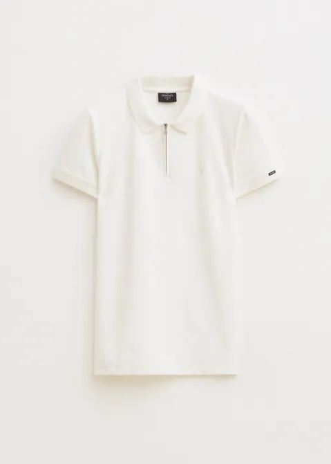 Polo met rits en logo off-white (WIT.O)