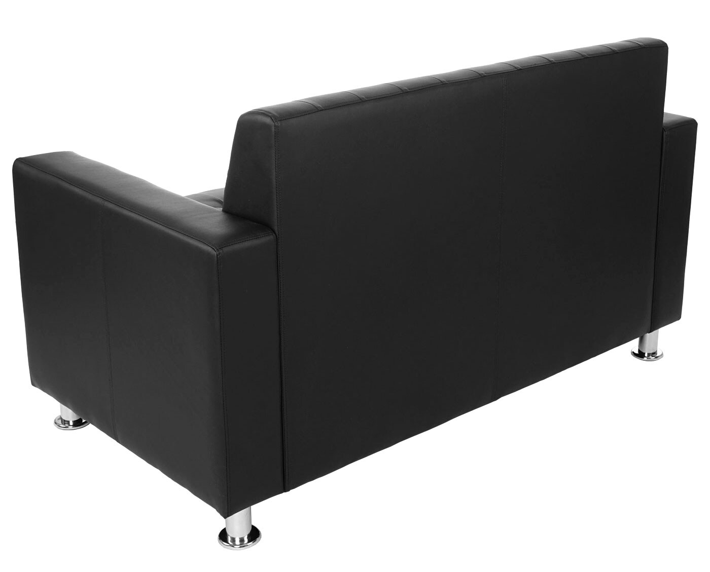 2er Sofa Pori, Couch Loungesofa, Kunstleder, Metall-Füße ~ schwarz