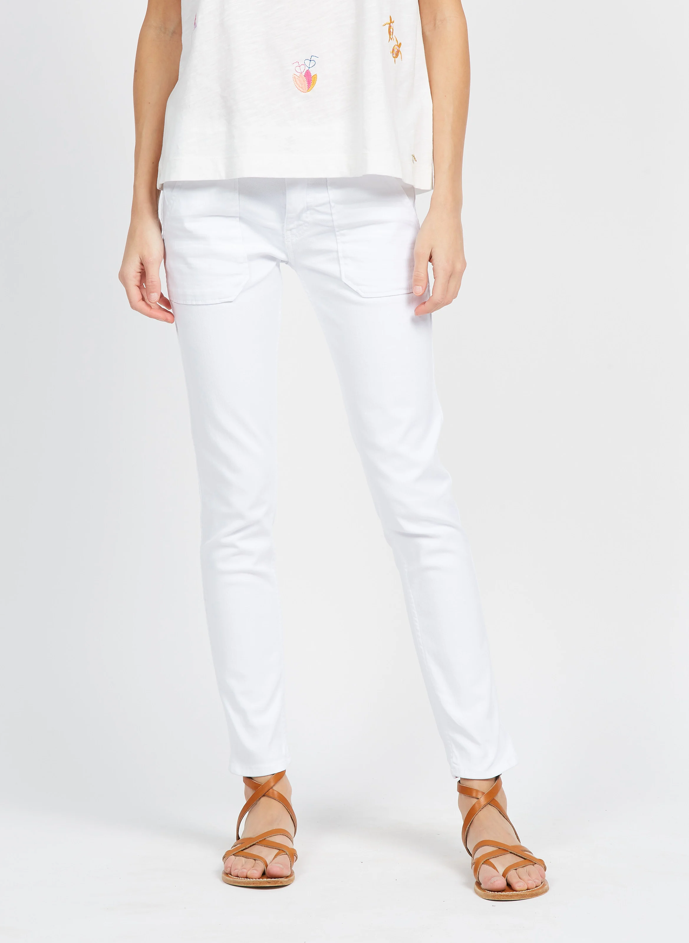 PIERCE - Jean slim en coton mélangé | Blanc