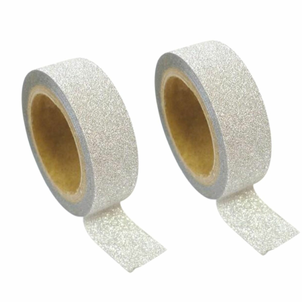 2 masking tapes à paillettes 1,5 cm x 5 m - argenté