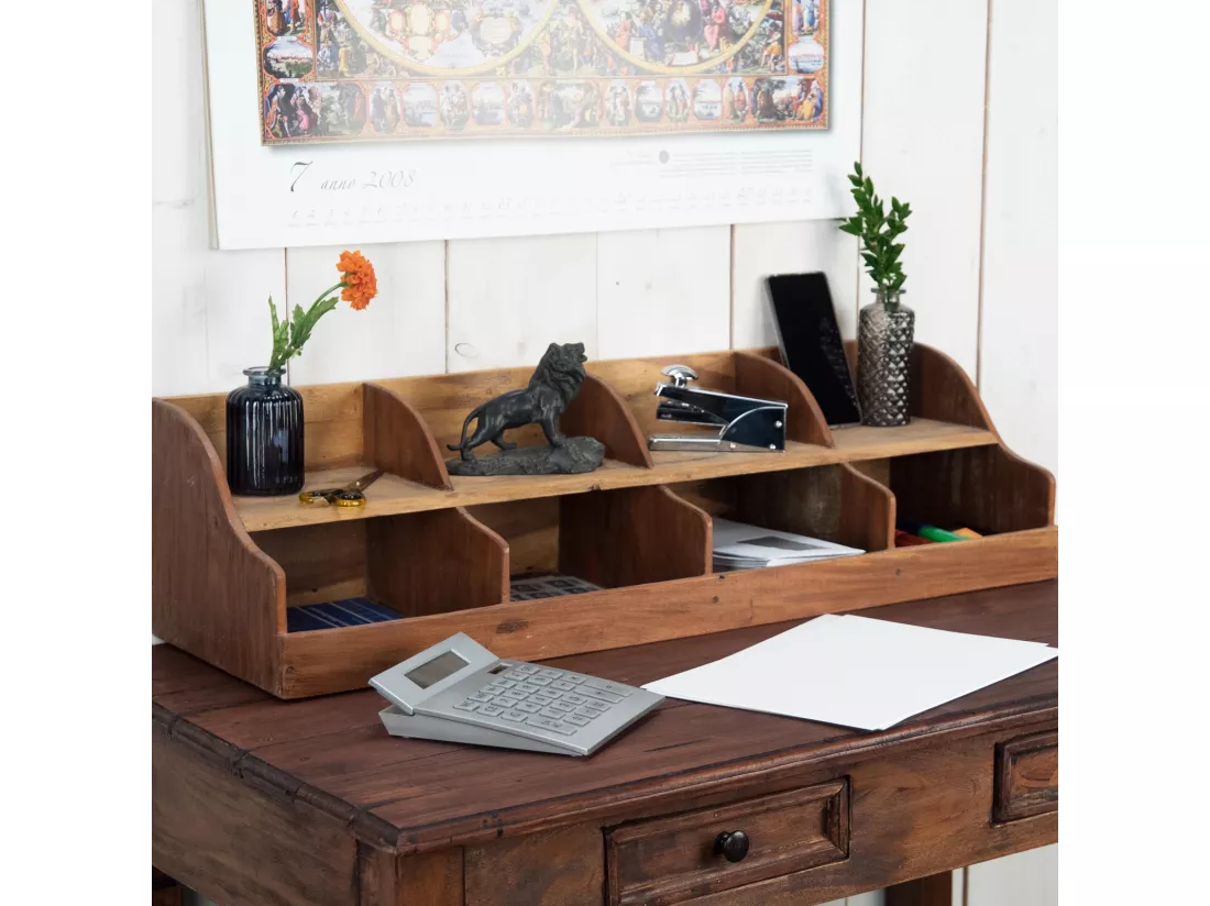 ORGANISATEUR Stockage 80 Bois massif en acajou, 8 compartiments couleurs naturelles