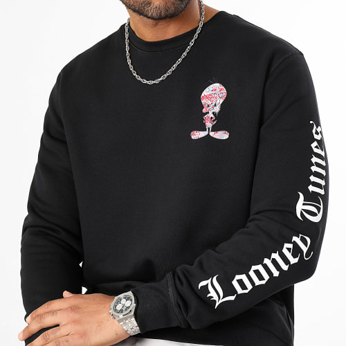 Sweat Crewneck Sleeves Tweety Graffiti Pink Noir