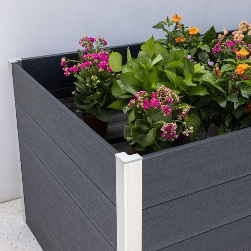 HORI WPC-Hochbeet Pflanzkasten Gemüsebeet Frühbeet Gartenbeet | 3 Größen verfügbar | Farbe: Anthrazit mit Holzoptik | Langlebig, wetterfest & pflegeleicht Größe: 160 x 70 x 75 cm