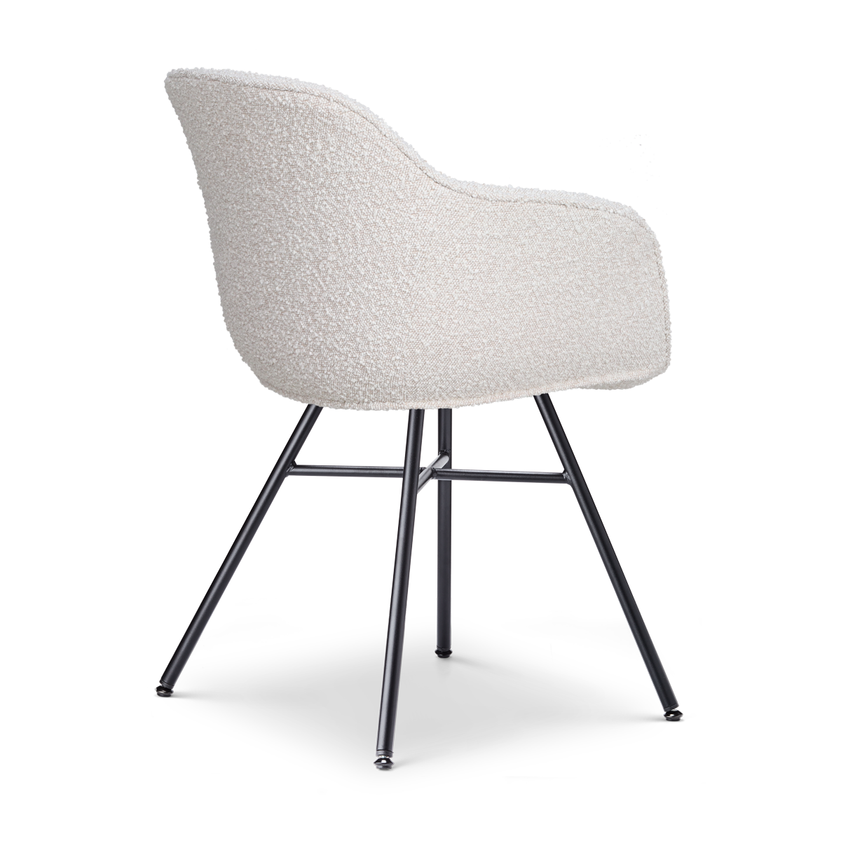 Eetkamerstoel Noa-Mare bouclé beige - zwart onderstel