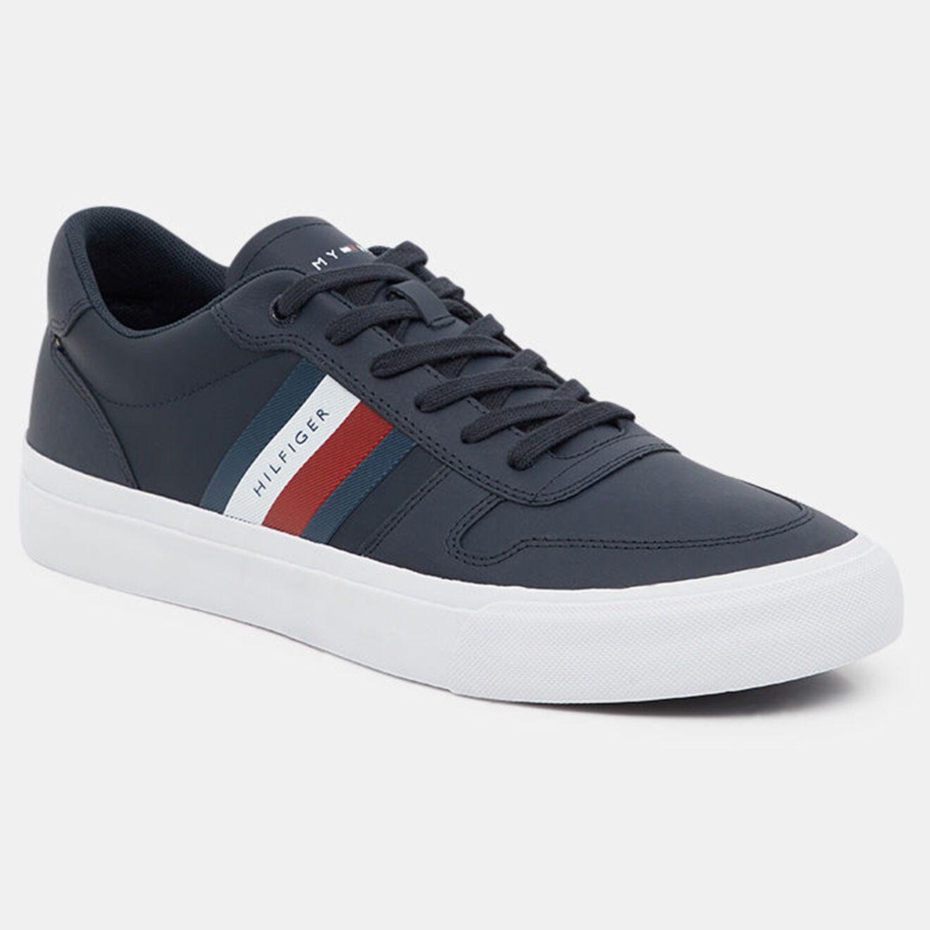 Tommy Hilfiger Baskets en Cuir Rayures bleu marine