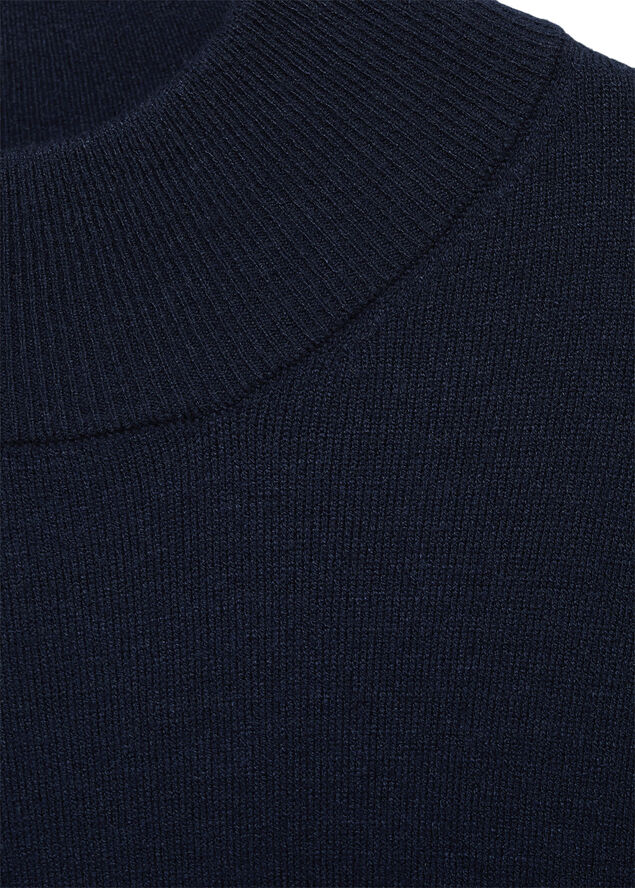 MANGO Round-neck knitted dress Navy