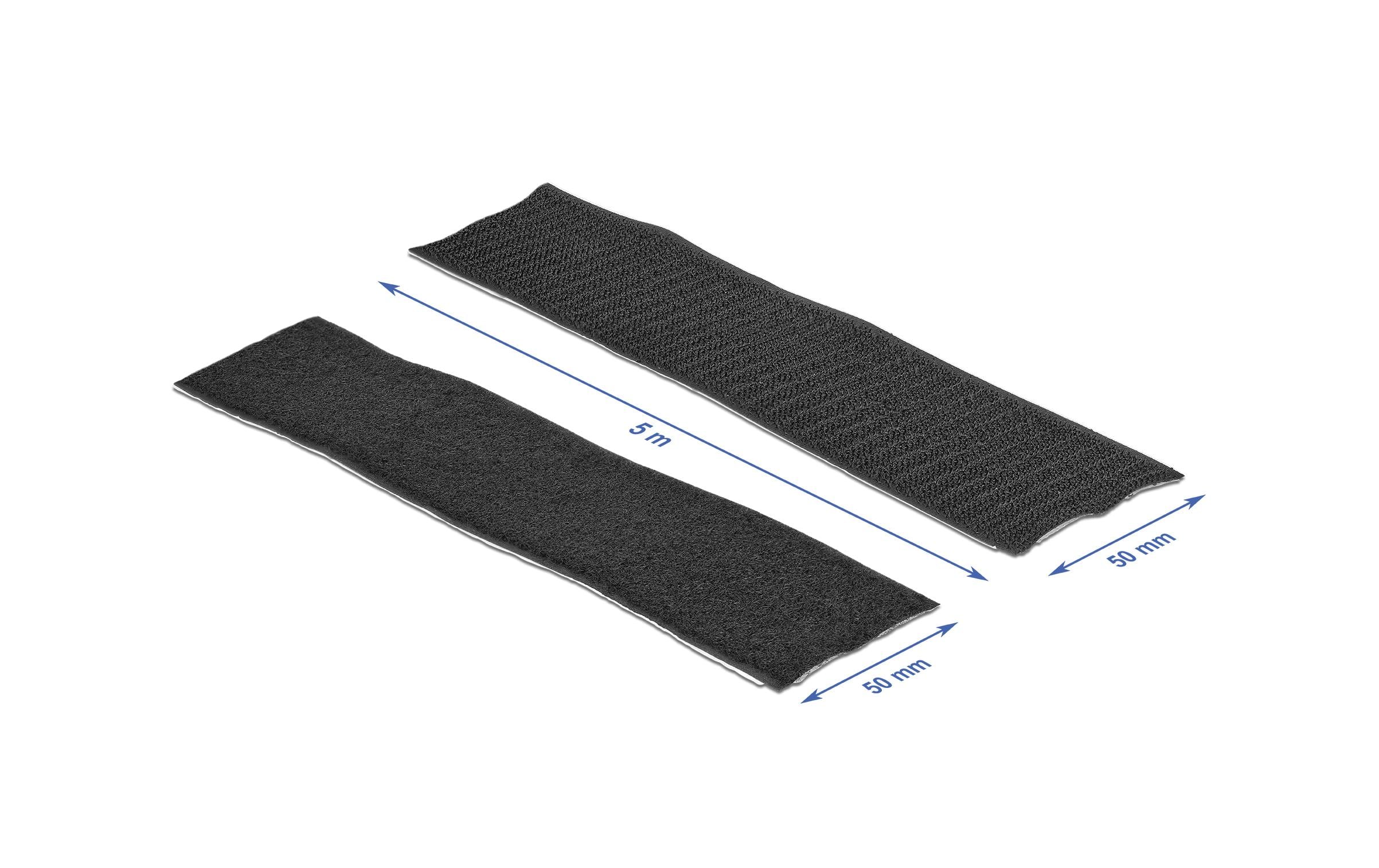 Klettband-Rolle 5m x 50 mm Haft und Flauschband SchwarzKlettband selbstklebend mit Haft- und Flauschband L 5 m x B 50 mm Schwarz