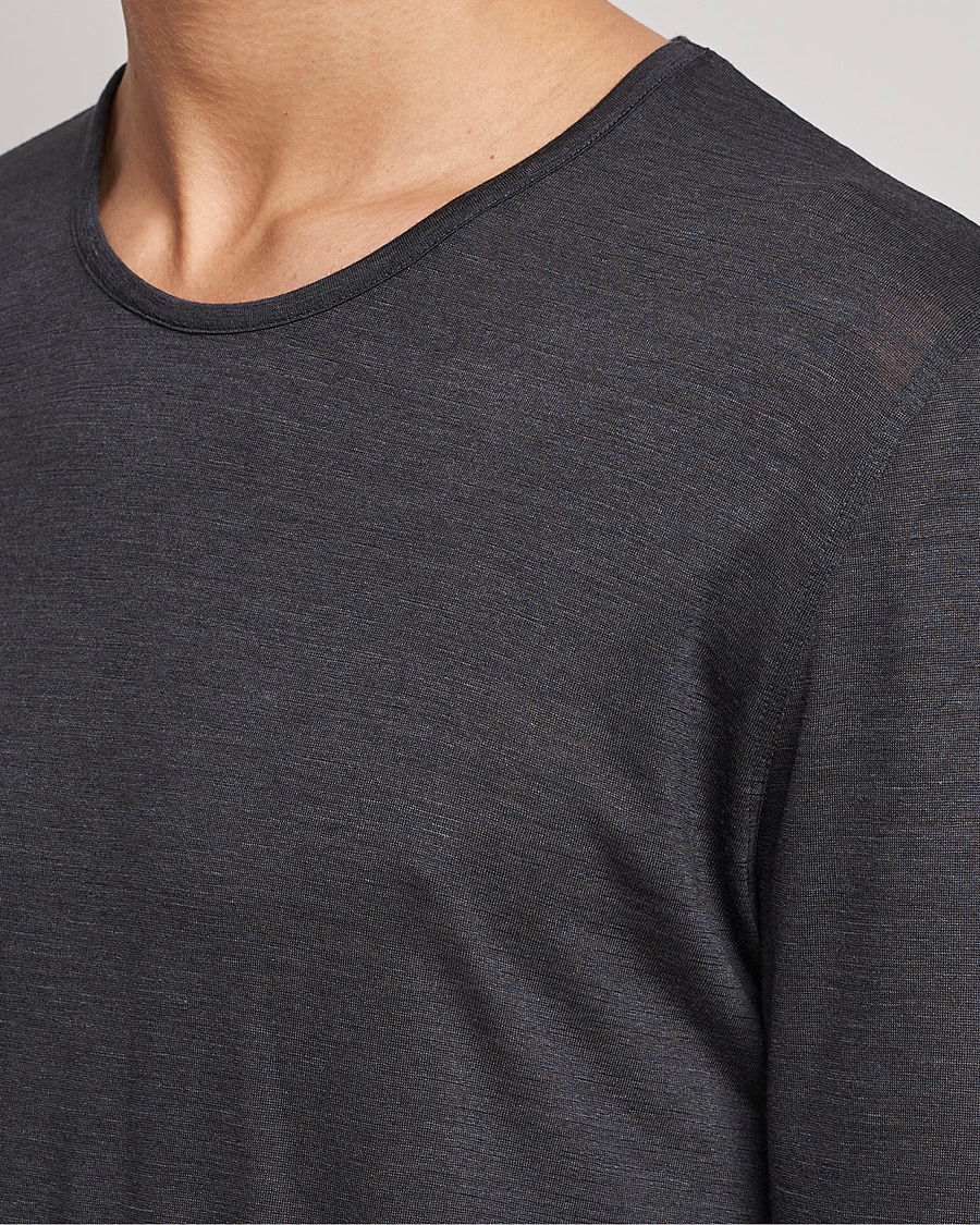 Zimmerli of Switzerland Wool/Silk Long Sleeve T-Shirt Charcoal
