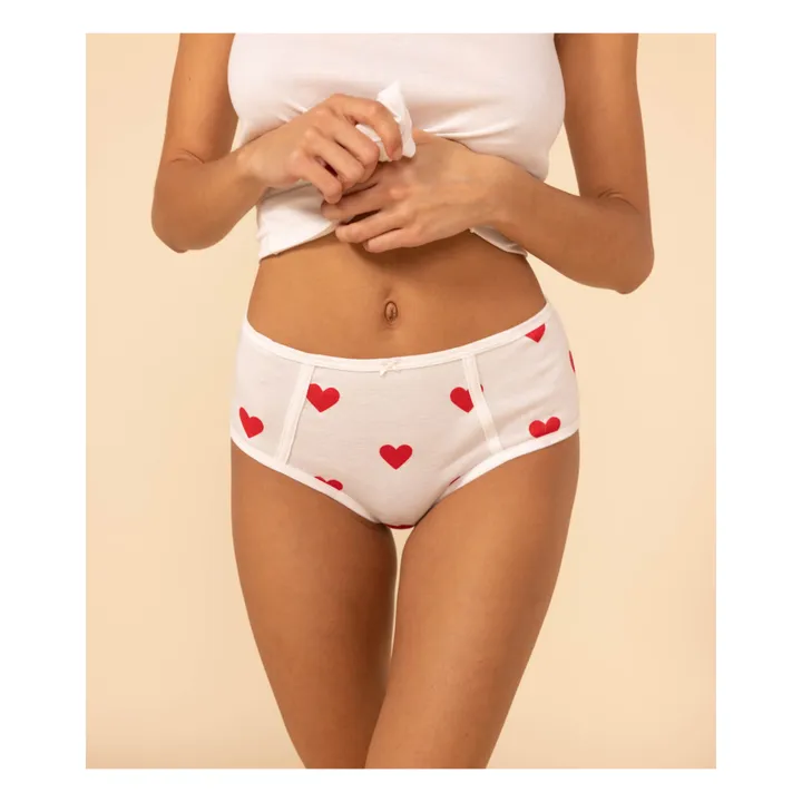 Petit Bateau Lot 2 Culottes Taille Haute Cœurs - Collection Femme | Ecru
