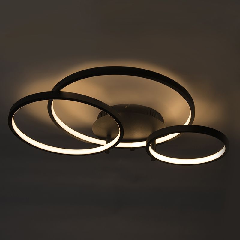 Moderne plafondlamp zwart incl. LED en dimmer- Rondas