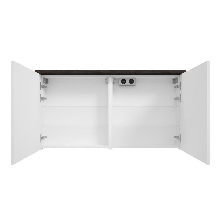 Fontana Grado spiegelkast met verlichting 117cm 2 deuren kasteel bruin