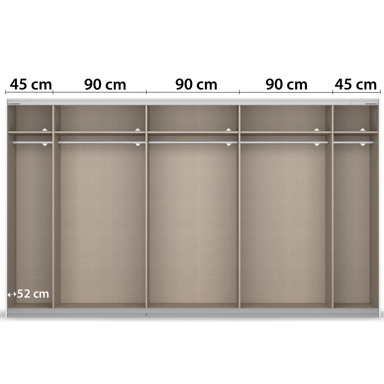 Schwebetürenschrank - weiß Hochglanz - mit Spiegel - 360x210 cm