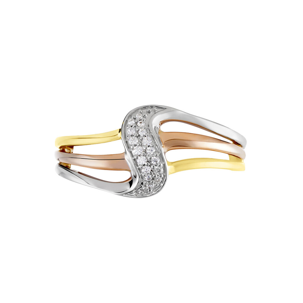 Bague Or Tricolore Dionyse Oxydes De Zirconium