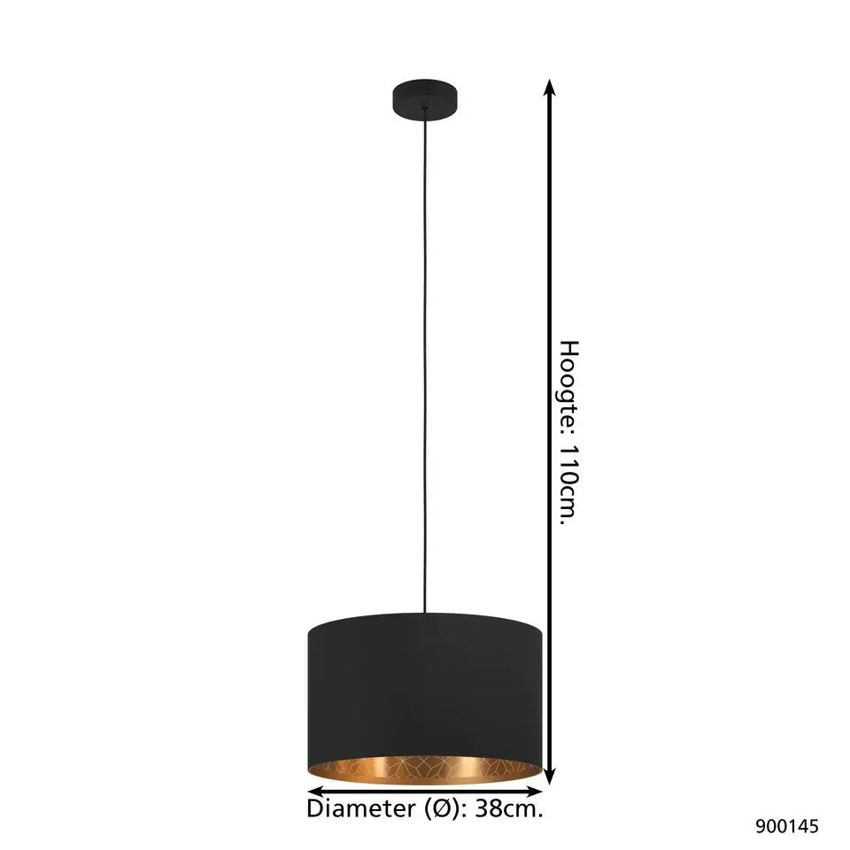 EGLOZaragozaHanglamp-E27-Ø38cm-Zwart/Goud