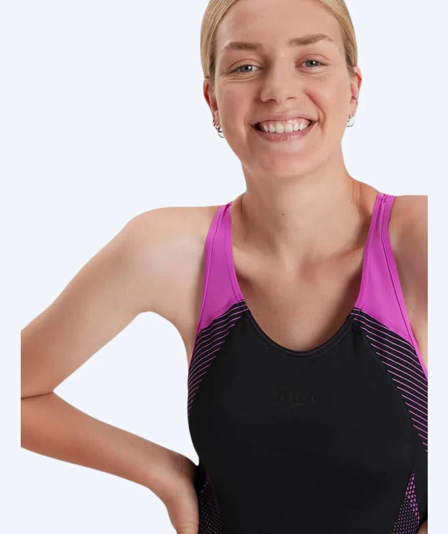 Speedo badedragt til damer - Plastisol Laneback - Sort/pink