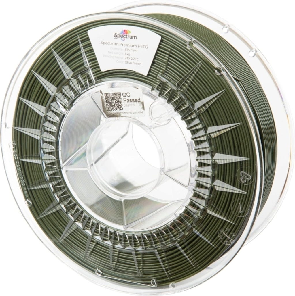 Spectrum  PETG Premium Olive Green, 1,75 mm / 1000 g    Vielfältiges Filament mit hoher Transparenz & Temperaturbeständigkeit