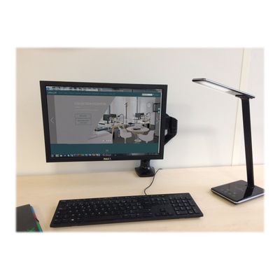 Unilux - Lampe de bureau pliable Linka - LED - USB + chargeur sans fil - noir