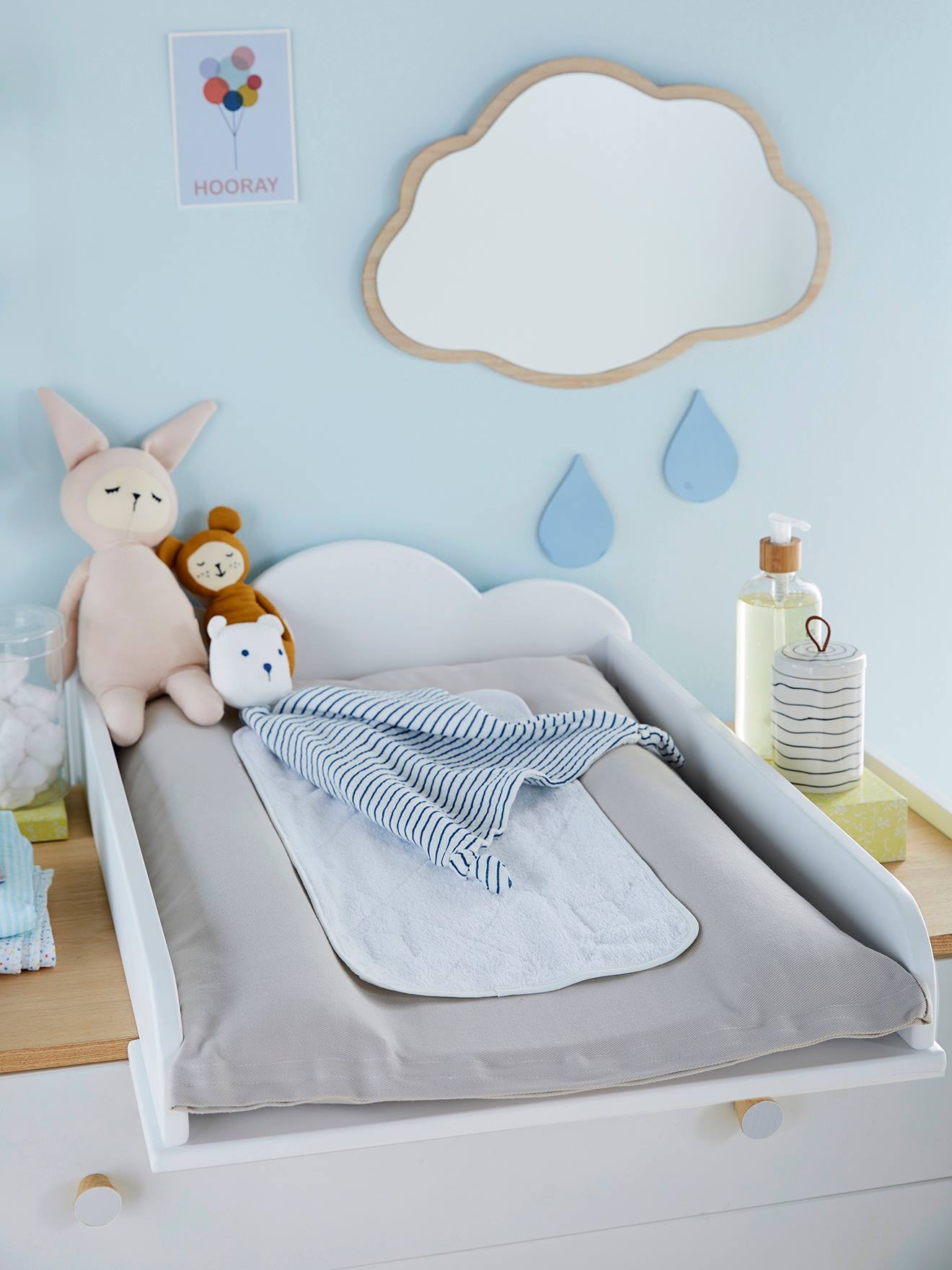 Trocador universal Nuage, branco claro, liso