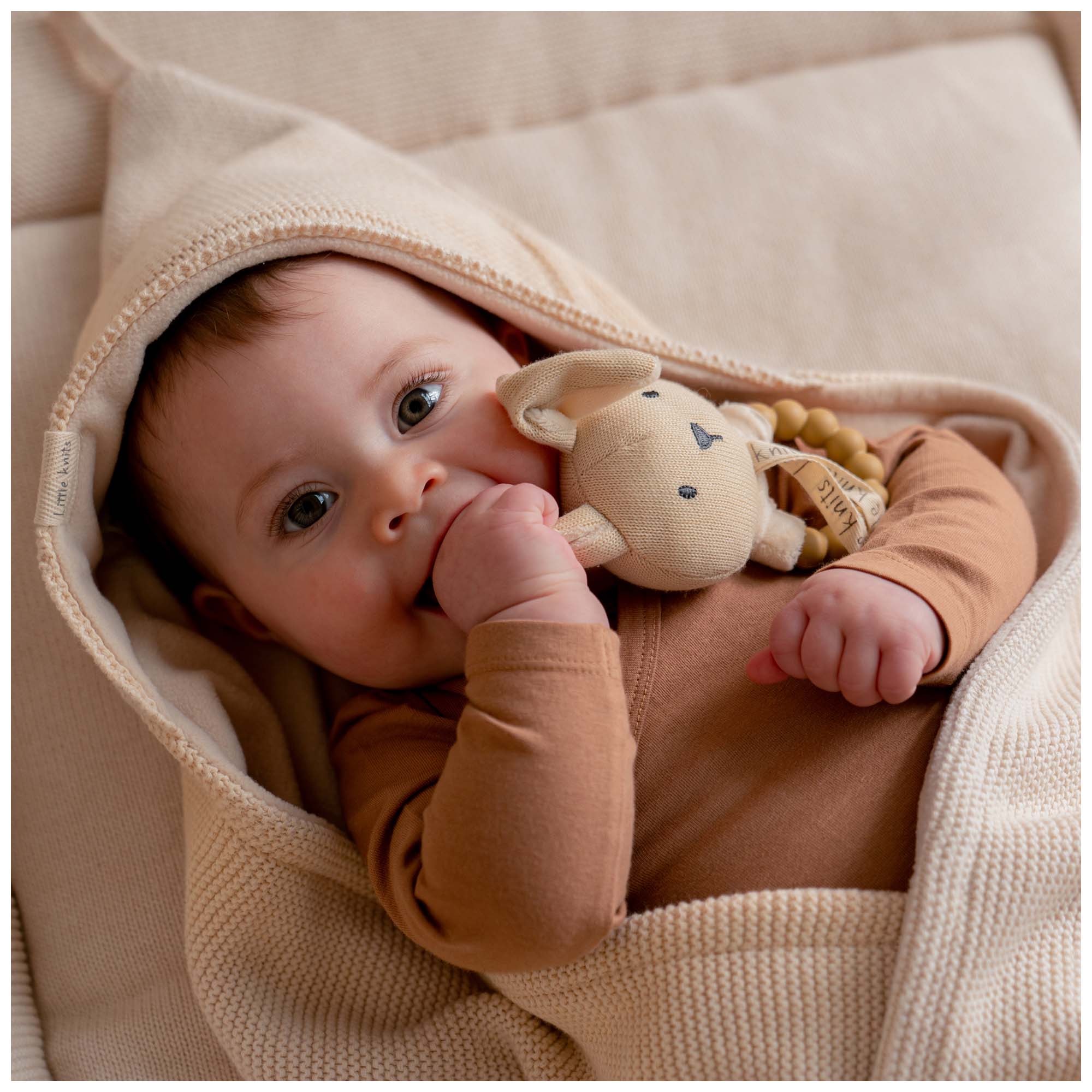 Prénatal wikkeldeken Little Knits wit