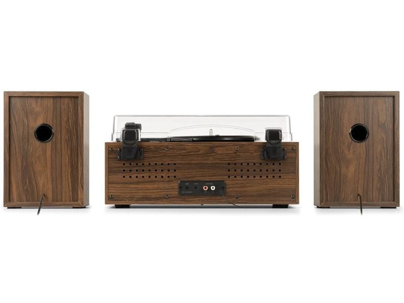 Audizio Plattenspieler Set Boston Schwarz Musikcenter mit 2 Breitband-Stereolautsprechern