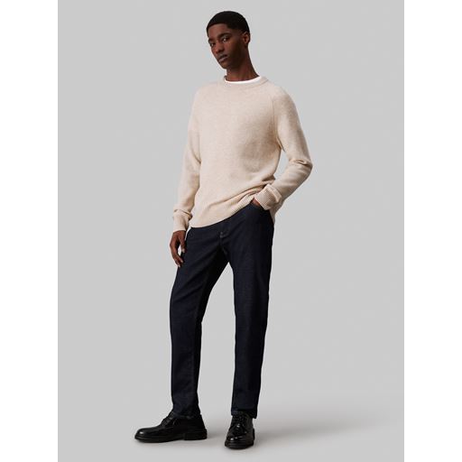 Calvin Klein Luxury Wool Sweater, Stony Beige Heather, M